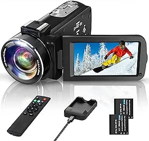 2.7K Video Camera Camcorder 30FPS 36MP 3.0inch Flip Screen IR Night Vision 16X Zoom Digital Camera Vlogging Camera for YouTube Camcorder with 2.4G Remote Control and 2 Batteries