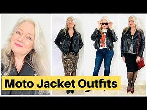 Fashion over 50 ( Moto Jacket Outfits & Styles for Mature Women )