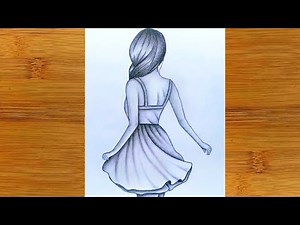 how to draw a Girl with back side ❤ pencil Sketch Tutorial || Very Easy step by step
