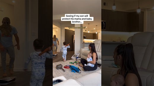 Toddler proudly protects family from silly monster prank
