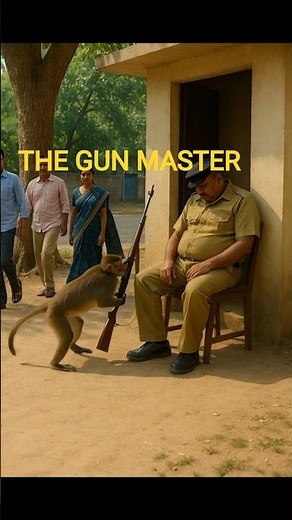 Monkey Becomes The Gun Master 🔫🐒 #funny