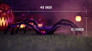 Halloween Animatronics 4ft Crawling Spider Decorations, 48inch Animated Walking Spider with Sound & Light Activated, Creepy Scary Move, Light Up Eyes, Haunted Decor Horror Prop for Indoor, Outdoor