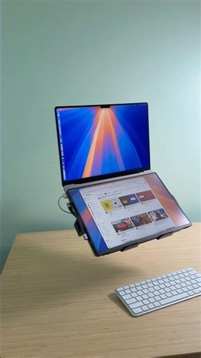 Laptop desk mount with 4K portable monitor #uperfect paired with MacBook Pro 16” M1 Pro 16GB