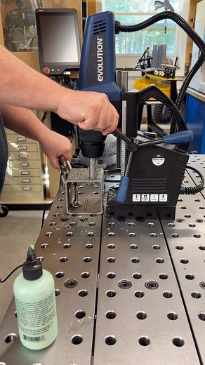 Stick it, drill it, done. 🧲🛠️ Mag drills bring the power where you need it—clean holes, no nonsense. Heavy metal’s best friend. #MagDrillMagic #FabricationTools #PortablePrecision Evolution Power Tools - USA | High Caliber Craftsman Builds