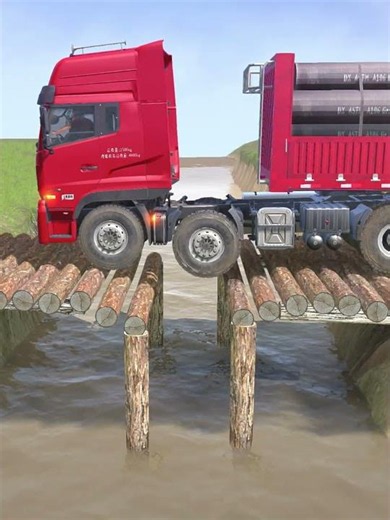 Spintires: MudRunner - Truck almost stuck on giant speed bump#mudrunner #simulation #truck #shorts
