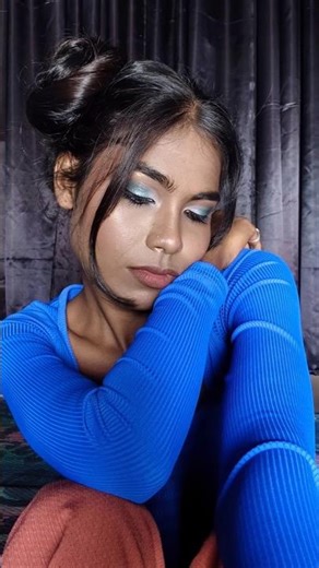 Dusky skin blue eye Makeup look#shortsfeed#beauty#makeuptutorial#simplemakeuptutorial