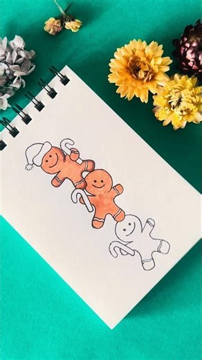 How to Draw Cute Gingerbread Man for Kids Step by Step | Easy Kawaii Christmas Drawing Tutorial