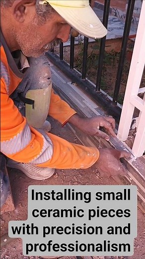 Installing small ceramic pieces with precision and professionalism