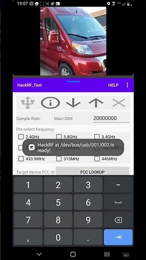 Using the #hackrf one and the HackRF Test Android app to reply signals #fob #shorts #hacking
