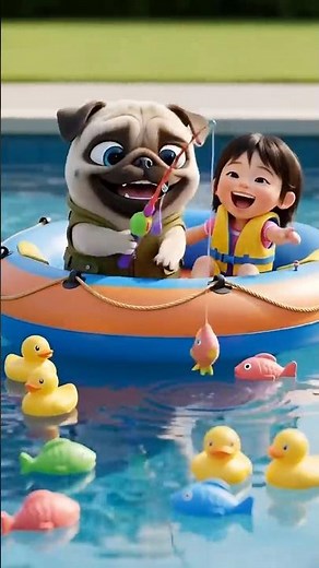 Pug's Fishing Adventure! Little Fisherman & His Owner 🎣🐶👧
