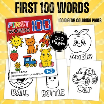 First 100 Words Coloring Pages for Toddlers | Bold & Easy Learning Activities