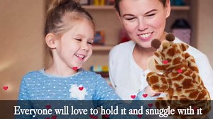 DolliBu I Love You Valentine Plush Giraffe Hand Puppet - Cute Stuffed Animal with Red Heart and Name Personalization Gift for Valentines Day, Birthday, Anniversary - 10 Inches