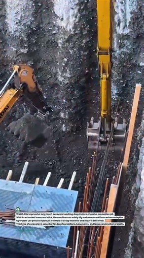 Deep Excavation with Long Reach Excavator! #heavyequipment #construction #excavator