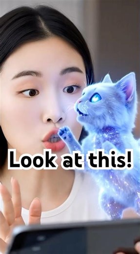 A Pixel Hologram Cat Jumps Out of the Tablet! 😺✨