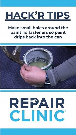 HACK'R TIPS - Make small holes around paint lid fasteners so paint drips back into the can.