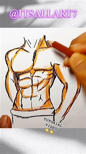how to draw a anime boy body with abs #shorts #abs #drawing #art