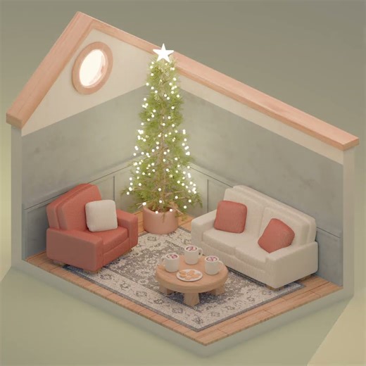🎄Isometric Christmas Room - Blender 3D🎄