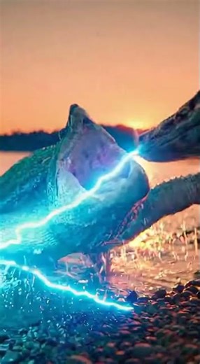 Cybernetic Komodo vs. Ancient Snapper: The River Battle! 🐉🐢 #CyberBeasts #AIArt #EpicClash