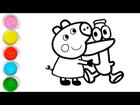 Cute Pippa Pig With Pato Drawing, Painting and Coloring For Kids and Toddlers_ Child Art