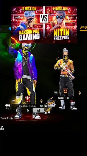 Nitin free fire vs Hakson Pro Gaming 🔥 One of The best Collection vs - Garena free fire max #shorts
