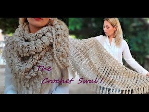 Εύκολο Τριγωνικό σάλι 2 σειρές ΜΌΝΟ ή ευκολο μπακτους με βελονακι crochet baktus scarf πλεξη φυλλα