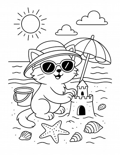 Cute Kitten Coloring Pages – 10 Printable Cat Line Art Sheets for Kids – Summer, Holiday, and Fun Themes – 8.5x11 PDF, Cat Activity Sheets - Etsy