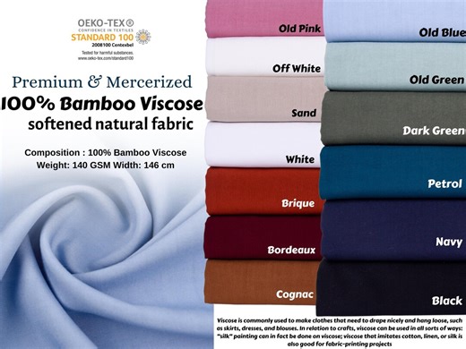100% Bamboo Viscose Softened Natural Fabric, Soft Drape, Dresses, Sleepwear, Blouses, Bamboo Fiber, Ultra-soft-touch, Rayon Fabric, Viscose - Etsy