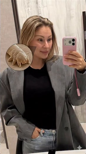 Olha Maikina on Instagram: "Demodex (Demodex folliculorum and Demodex brevis) is a microscopic skin mite that lives inside hair follicles and sebaceous glands, primarily on the face. It feeds on sebum and cellular debris and, in most people, exists as a normal skin commensal. Real size matters: Demodex mites are extremely small — approximately 0.15–0.4 mm (150–400 micrometers) in length. They are invisible to the naked eye. In this video, the mites are intentionally magnified for educational and