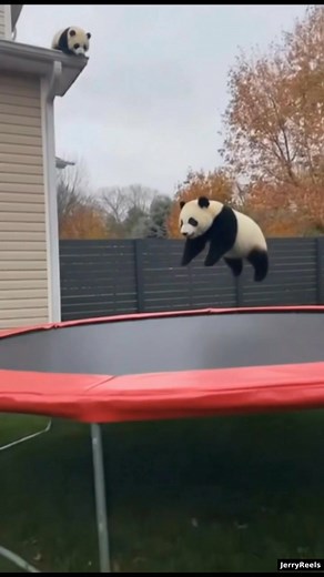 Panda Jump Party on the Trampoline! 😂 #pandalove #panda | Jerry Reels