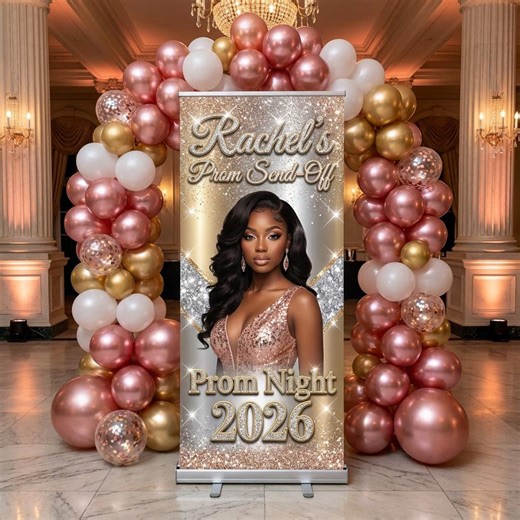 Custom Prom Banner, Retractable Banner, Prom Send off Welcome Sign, Prom Night Poster, Party Photo Board, Backdrop Banner, Entrance Sign - Etsy