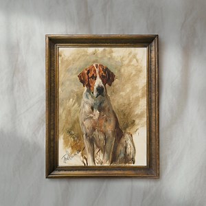 Rustic Hunting Dog Painting | Antique Canine Portrait Artwork | Vintage Hound Wall Decor | Mailed Print - Etsy
