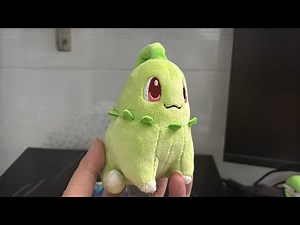 (Pokemon center) Review Pokemon plush Chikorita fit sitting cutie #pokemon
