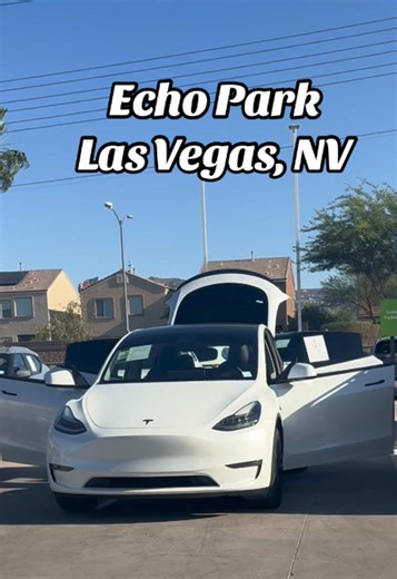 Echo Park. Las Vegas, NV. New addition to the family! Come explore with me. Tesla model Y. Road trip! #cali2vegas #lasvegas #tiktok #viral #viralvideo