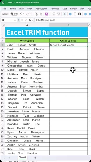 How to remove spaces on Excel? - Remove spaces Excel - Clear spaces Excel #excel #shorts #exceltips
