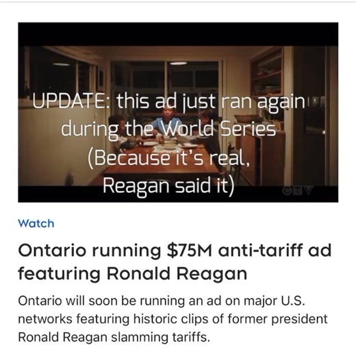 UPDATE: This ad just ran again during the World Series 🇨🇦 You know why? BECAUSE IT IS NOT FAKE. Reagan said it. Trump is lying. | The Tennessee Holler