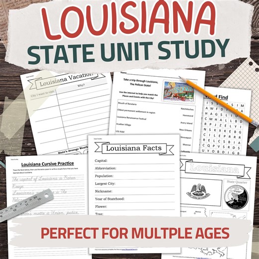 Louisiana State Worksheet Pack: Printable Geography and History Unit Study Kit - Etsy