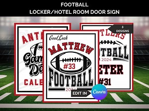 Football Player Locker Sign Template for School Lockers, Locker Room Signs, Football Hotel Door Sign, Editable Pep Rally Locker Decorations - Etsy