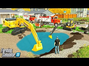 Digging a pool + Landscaping in Farming Simulator 22