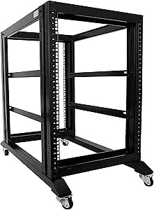 Raising Electronics Server Rack Open Frame Rack 4 Post 19 inch Adjustable Server/Audio Rack Cold Rolled Steel(15U,31 Depth)