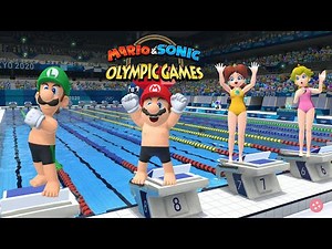 Swimming 100m Hard Gameplay Mario & Sonic At The Olympic Games Tokyo 2020 Mario +++ Sonic + Eggman