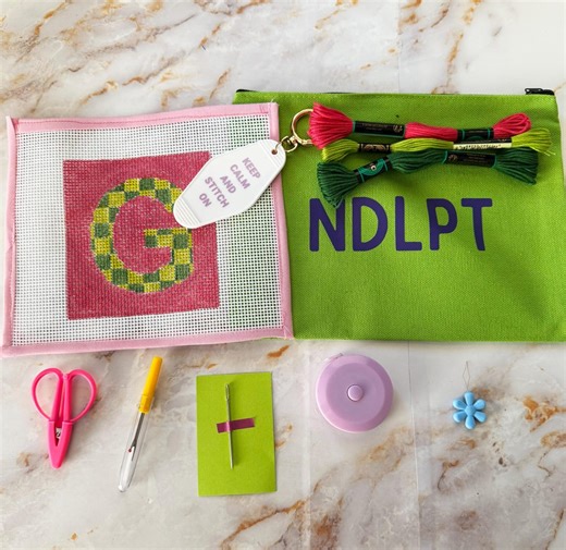Letter Needlepoint Kit: Beginner Embroidery Project With Zippered NDLPT Pouch and Accessories - Etsy