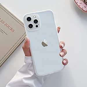 for iPhone 12 Pro Max Case,Clear Silicone Soft Bumper for Women Men Girls,Retro Matte Transparent TPU Shockproof Back Cover Protective Phone Case for iPhone 12 Pro Max 6.7 inch,White