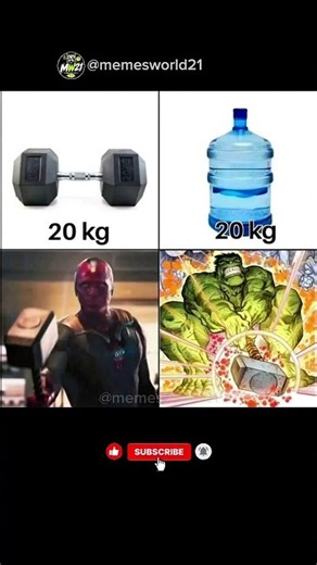 20 KG 🏋️Is 20 KG💧… So Why Does This Hurt? 💀😂 #shorts #meme #marvel #viral #hulk #vision #shortsfeed