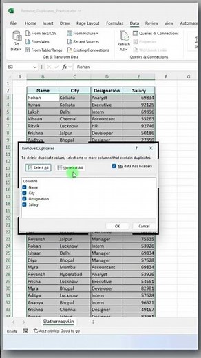 Advanced Excel Trick: Remove Duplicates in Seconds | Excel Tips & Tricks #shorts