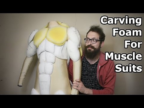 How to Make a Muscle Suit - Part 2 - Carving Upholstery Foam - Cosplay Tutorial