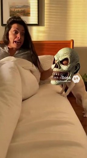 Tiny Dog Pranks Owner with Skull Mask 💀 Her Scream is Priceless!