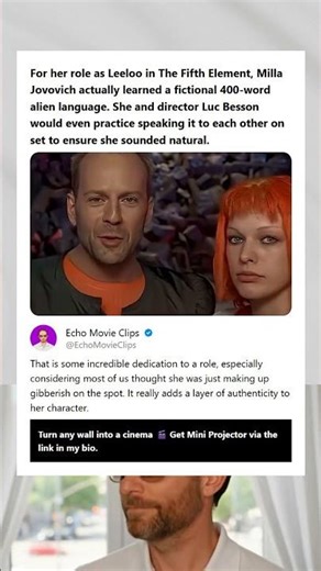 For her role as Leeloo in The Fifth Element Milla Jovovich actually learned a fictional 400-word ali