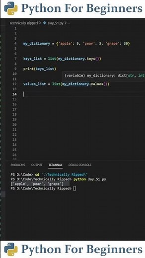 How To Put Keys & Values From Dictionary Into A List | Python For Beginners