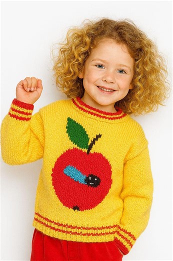 Kids Apple Sweater Knitting Pattern: Toddler Pullover (PDF Pattern) - Etsy