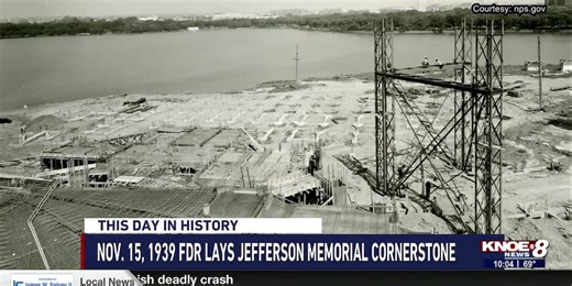 President Franklin Roosevelt lays cornerstone for Thomas Jefferson Memorial on Nov. 15, 1939